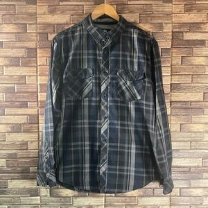 Mens Rock & Republic Large Black & Gray Button Down Shirt